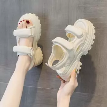 Новые летние модные и элегантные повседневные сандалии на платформе, однотонные легкие кроссовки с круглым носком и открытым носком, НЕТ:Т-08 35