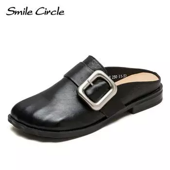 Новые летние модные полутапочки на плоской подошве Baotou, верхняя одежда, повседневная удобная женская обувь в британском стиле 35 чёрный