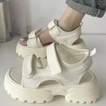 Новые летние модные повседневные однотонные женские сандалии с открытым носком, сексуальные и удобные кроссовки на плоской подошве с увеличенной кромкой, НЕТ:11829 35