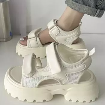 Новые летние модные повседневные однотонные женские сандалии с открытым носком, сексуальные и удобные кроссовки на плоской подошве с увеличенной кромкой, НЕТ:11829 35