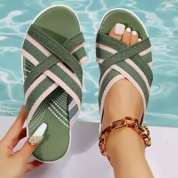 Новые летние модные повседневные женские тапочки, сандалии, женская обувь на плоской подошве, пляжные туфли на танкетке, удобные шлепанцы 35 бежевый
