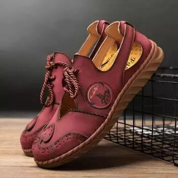 Новые летние модные сандалии на плоской подошве, повседневная обувь для мам, женские кожаные сандалии с мягкой подошвой и открытым носком 35