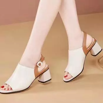 Новые летние модные удобные сандалии с острым носком на толстом каблуке, пикантные элегантные модные женские туфли на высоком каблуке, НЕТ:Z1 35