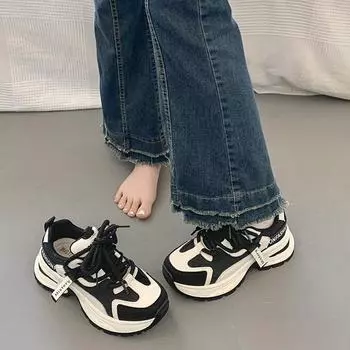 Новые летние модные универсальные женские туфли на платформе из сетчатой ткани, дышащие студенческие спортивные туфли 35 коричневый