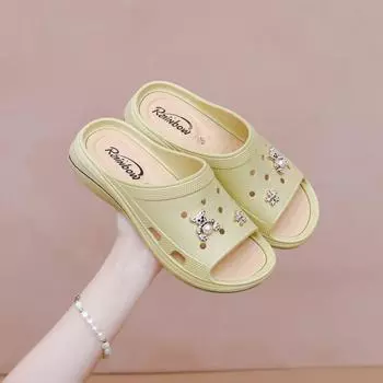 Новые летние модные женские нескользящие мягкие полузакрытые пляжные сандалии, высококачественные домашние тапочки 36-40