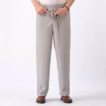 Новые летние мужские брюки, тонкие свободные дышащие мужские брюки с высокой талией L