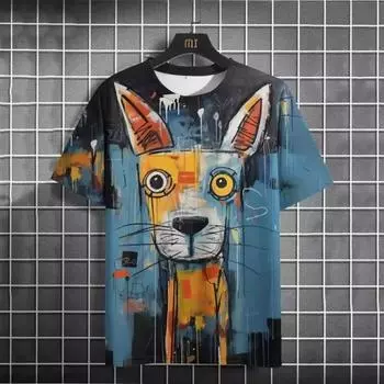 Новые летние мужские цветные кристаллы с камнем высокой четкости 3D-печати, модные повседневные свободные О-образные воротники большого размера, дышащие, индивидуальная верхняя одежда S