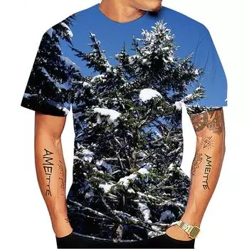 Новые летние мужские футболки с изображением снежного пейзажа и прилива, повседневные футболки с 3D-принтом в стиле хип-хоп, с круглым вырезом и коротким рукавом S