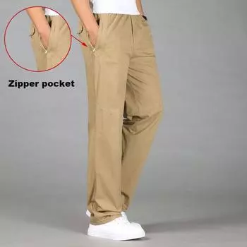 Новые летние мужские хлопковые повседневные брюки, комбинезоны больших размеров, мужские дышащие, удобные, впитывающие пот, однотонные деловые прямые брюки M