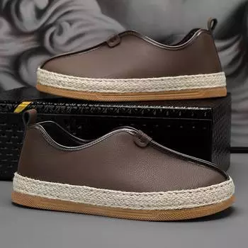 Новые летние мужские кожаные мокасины, модные черные мужские повседневные туфли без застежек, удобные плоские мужские мокасины для отдыха, обувь Hey Dude 39 чёрный