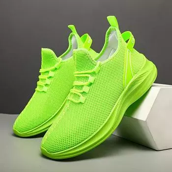 Новые летние мужские кроссовки 2024 года высокого качества, модные, удобные, нескользящие, сетчатые, мягкие, дышащие, износостойкие, спортивные кроссовки 40 зелёный
