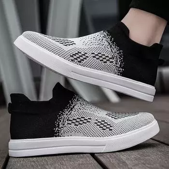 Новые летние мужские летные тканые туфли, модная обувь, уличная дышащая универсальная мужская обувь 39 чёрный