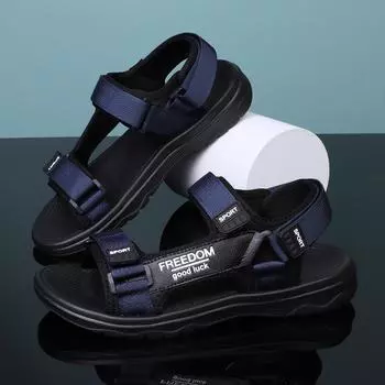 Новые летние мужские модные сандалии, мужские римские сандалии, повседневные сандалии из искусственной кожи, мужская обувь, дышащая спортивная пляжная обувь, повседневные сандалии, большой размер 38-47 39 синий