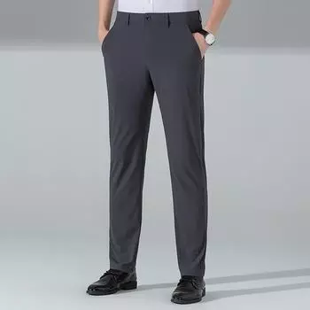 «Новые летние мужские повседневные брюки Ice Silk — легкие, антибактериальные 5A, идеально подходят для мужчин среднего возраста и молодых людей» 34 (180/88A) серый