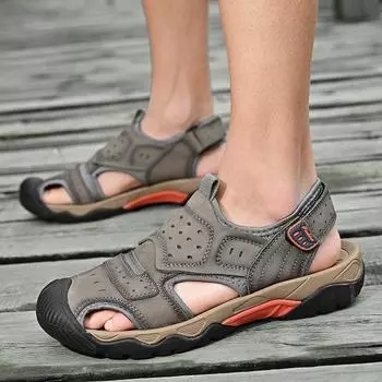 Новые летние мужские повседневные сандалии большого размера с защитой от столкновений, дышащие модные пляжные сандалии для ходьбы по болоту 38