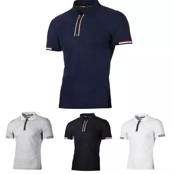 Новые летние мужские рубашки-поло с вышивкой жирафа и короткими рукавами для мужчин, модные мужские рубашки с воротником-стойкой S чёрный