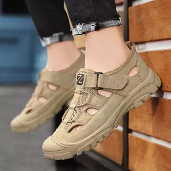 Новые летние мужские сандалии для проникновения на открытом воздухе, мужские полые сандалии, мужские летние износостойкие нескользящие носки 39