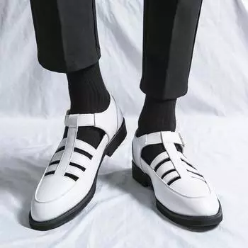 Новые летние мужские сандалии Модный дизайнерский стиль Свадьба Офис Вечеринка Активный отдых Прогулки Дышащая мужская обувь 38 чёрный