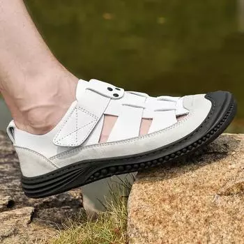 Новые летние мужские сандалии на мягкой подошве, мужская обувь из мягкой кожи, Нескользящие повседневные мужские сандалии в римском стиле, Нескользящие носимые 36