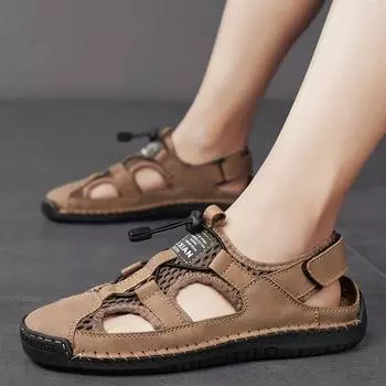 Новые летние мужские сандалии ручной работы, непромокаемая нескользящая обувь для реки, уличная дышащая походная обувь с сеткой, пляжная обувь, шлепанцы 38