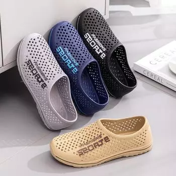 Новые летние мужские сандалии с отверстиями, обувь с дышащей сеткой, обувь для отдыха «Птичье гнездо», пляжная обувь для прогулок на открытом воздухе, обувь для отслеживания ручья 40 чёрный