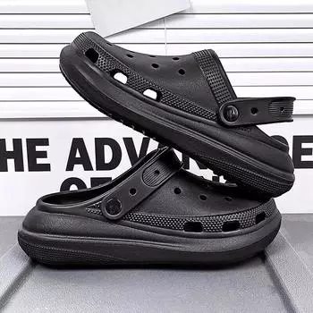 Новые летние мужские сандалии с принтом, обувь с дырочками, противоскользящие пляжные тапочки, мужская обувь, уличные тапочки, сабо, мужские тапочки 02 40