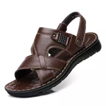 Новые летние мужские тапочки в стиле ретро от модного дизайнера. Модные повседневные мужские сандалии ручной работы с мягкой подошвой для отдыха на открытом воздухе и пляжа. 38