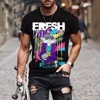 Новые летние мужские топы Bad Bunny Fresh, футболки с 3D-принтом, мужская повседневная одежда с коротким рукавом для мальчиков и девочек, модная уличная одежда XS
