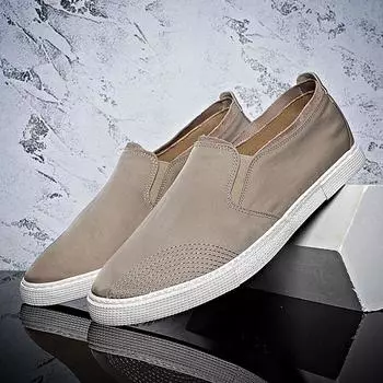 Новые летние мужские трендовые универсальные однотонные дышащие парусиновые туфли Lazy One-pedal 38