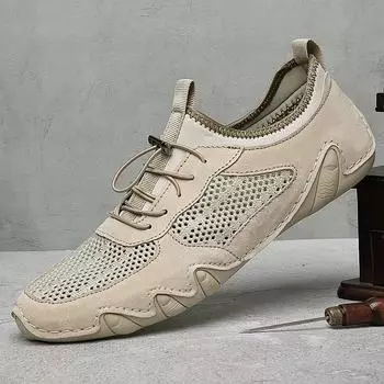Новые летние мужские туфли большого размера, сетчатые туфли, дышащие спортивные мужские повседневные туфли, кожаные туфли, универсальные трендовые туфли. 38