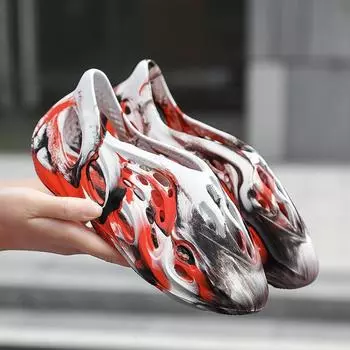 Новые летние мужские туфли, повседневные дышащие пляжные сандалии, тапочки, шлепанцы на танкетке, камуфляжные мужские шлепанцы, плоские, большие размеры 36-45 38 абрикосовый