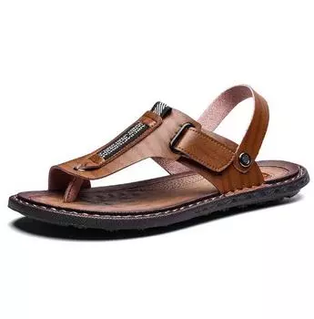 Новые летние мужские уличные шлепанцы, мужская удобная повседневная обувь, кожаная мужская дышащая пляжная обувь, сандалии, большие размеры 47 D194 38