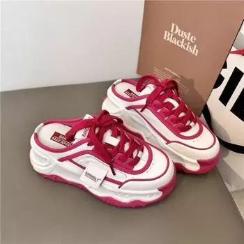 Новые летние обновленные полутапочки с закрытым носком соответствующего цвета, спортивная верхняя одежда, легкая женская обувь на платформе для папы Muffin 35