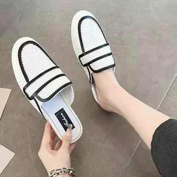 Новые летние роскошные дизайнерские шлепанцы из искусственной кожи, элегантные офисные туфли, туфли-мюли для женщин, женские тапочки на квадратном каблуке, размеры 36-41 36-37 белый