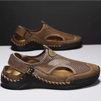 Новые летние сандалии Baotou для мужской верхней одежды, пляжная обувь на мягкой подошве с сеткой, спортивная обувь для альпинизма, прогулок, вождения 38 коричневый