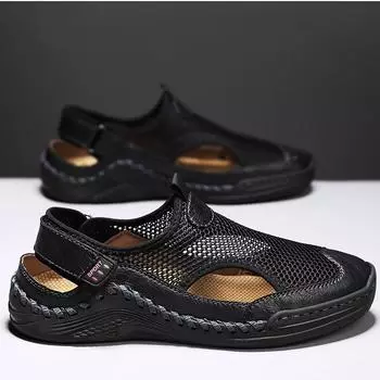 Новые летние сандалии Baotou для мужской верхней одежды, пляжная обувь на мягкой подошве с сеткой, спортивная обувь для альпинизма, прогулок, вождения 38 коричневый