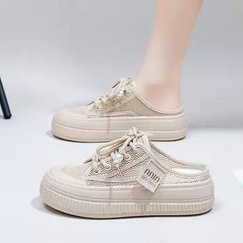 Новые летние сандалии без шнуровки, женская верхняя одежда, тапочки на платформе INS, повседневная пляжная обувь в стиле ретро 35