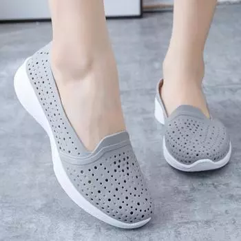 Новые летние сандалии для женщин Jelly Single Shoes Wedge Beach Ultra-soft Sole Breathable Nurse Shoes Sandalias De Mujer 5 серый