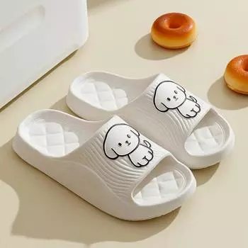 Новые летние сандалии и тапочки, женские домашние нескользящие тапочки на мягкой подошве с рисунком собаки, мужские летние тапочки с героями мультфильмов 36-37 белый