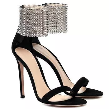 Новые летние сандалии на шпильке, женские туфли со стразами и пряжкой на ремешке, черные туфли на высоком каблуке, женские модные сандалии Sandalias De Las Mujeres 41