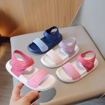 Новые летние сандалии, однотонная детская обувь для девочек, однотонная пляжная обувь для мальчиков, повседневные универсальные сандалии 26 красный