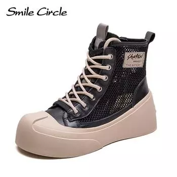 Новые летние сандалии с высоким берцем и дышащей сеткой, сандалии из Европы и США, нишевая женская обувь с круглой головкой 35 чёрный