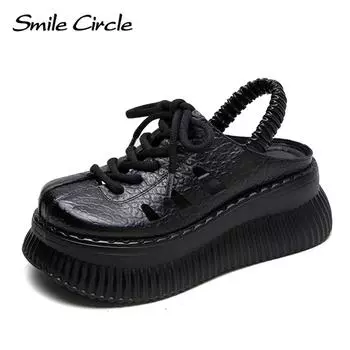 Новые летние сандалии в стиле ретро Baotou, маленькие люди, увеличивающие высоту, дышащие, с женской обувью 34 чёрный