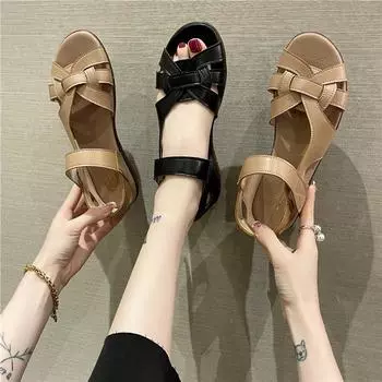 Новые летние сандалии, женские нескользящие мягкие подошвы на сухожилиях, удобные сандалии для мам, обувь из мягкой кожи для пожилых людей 35
