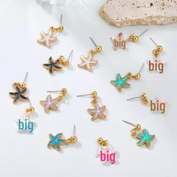 Новые летние серьги в пляжном стиле с морскими звездами – модные европейские и американские легкие украшения розы красного