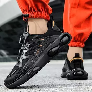 Новые летние сетчатые дышащие мужские кроссовки с вращающимися кнопками 39 чёрный