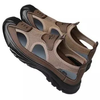 [Новые летние сетчатые туфли-лодочки] Дышащие сетчатые туфли-лодочки — новые летние туфли для мужчин для вождения, активного отдыха и пляжа 42 серый