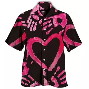 Новые летние шикарные и элегантные женские рубашки Y2K, верхняя рубашка для девочек, повседневная женская уличная блузка с принтом 3D Love Graffiti S