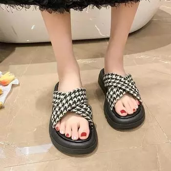 Новые летние стильные модные элегантные повседневные сандалии на толстой подошве, дизайнерские цветные легкие тапочки с открытым носком на плоской подошве, НЕТ:X5 35