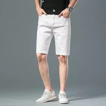 Новые летние свободные прямые черные джинсы с вышивкой, мужские капри, мужские капри 28 чёрный